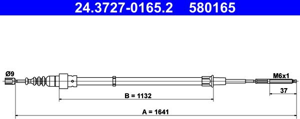 ATE 24.3727-0165.2 - Cable de accionamiento, freno de estacionamiento www.parts5.com