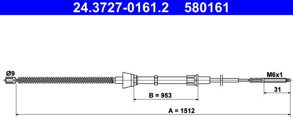 ATE 24.3727-0161.2 - Cable, parking brake parts5.com