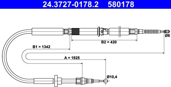 ATE 24.3727-0178.2 - Cable, parking brake parts5.com