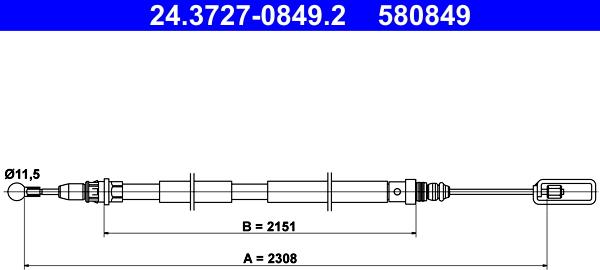 ATE 24.3727-0849.2 - Čelično uže, parkirna kočnica www.parts5.com