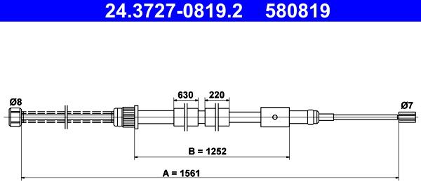 ATE 24.3727-0819.2 - Жило, ръчна спирачка www.parts5.com