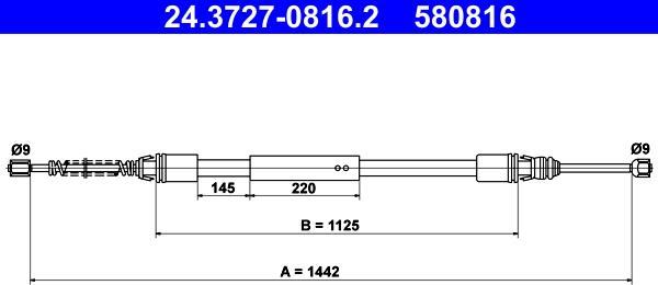 ATE 24.3727-0816.2 - Cable de accionamiento, freno de estacionamiento www.parts5.com