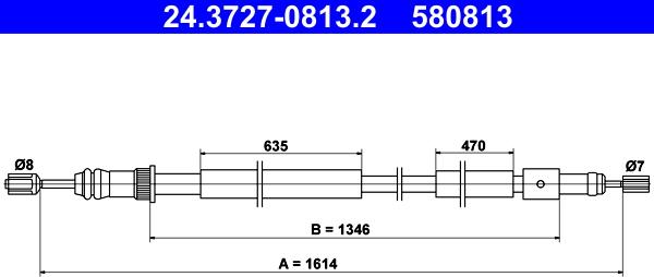 ATE 24.3727-0813.2 - Жило, ръчна спирачка www.parts5.com