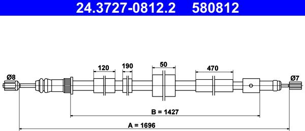 ATE 24.3727-0812.2 - Vaijeri, seisontajarru www.parts5.com