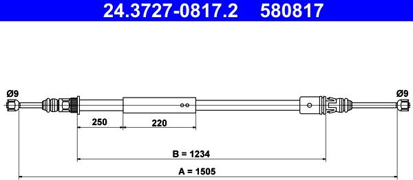 ATE 24.3727-0817.2 - Cable, parking brake www.parts5.com