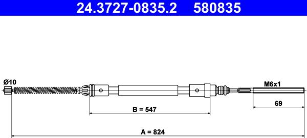 ATE 24.3727-0835.2 - Cable, parking brake parts5.com