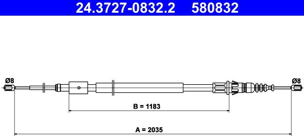 ATE 24.3727-0832.2 - Cięgło, hamulec postojowy www.parts5.com