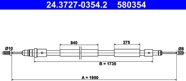 ATE 24.3727-0354.2 - Cable, parking brake www.parts5.com