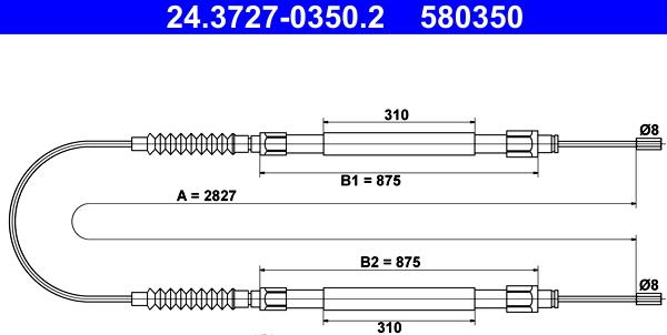 ATE 24.3727-0350.2 - Cable, parking brake parts5.com