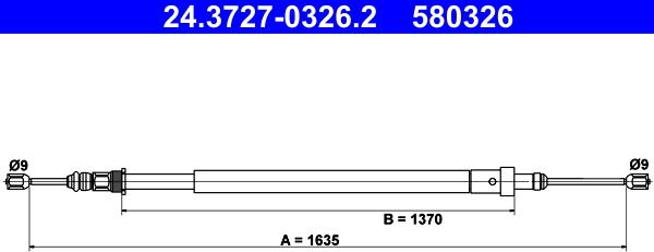 ATE 24.3727-0326.2 - Cable de accionamiento, freno de estacionamiento www.parts5.com