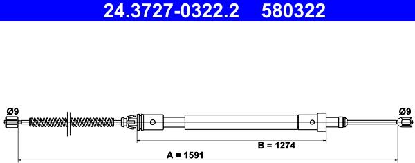 ATE 24.3727-0322.2 - Тросик, cтояночный тормоз www.parts5.com