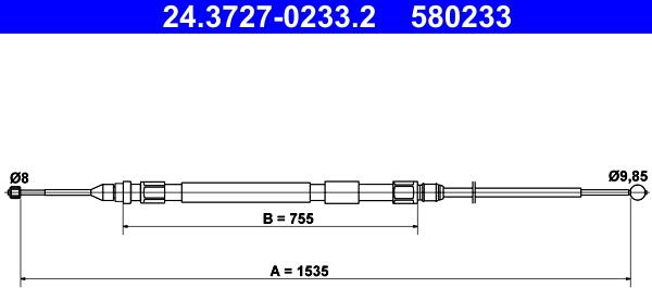 ATE 24.3727-0233.2 - Cable, parking brake www.parts5.com