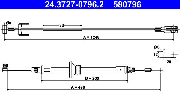 ATE 24.3727-0796.2 - Seilzug, Feststellbremse www.parts5.com