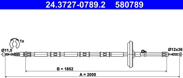 ATE 24.3727-0789.2 - Cable, parking brake www.parts5.com