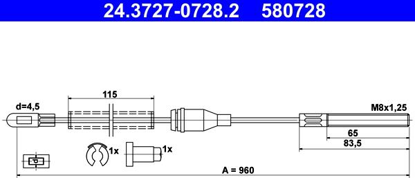 ATE 24.3727-0728.2 - Cable, parking brake www.parts5.com