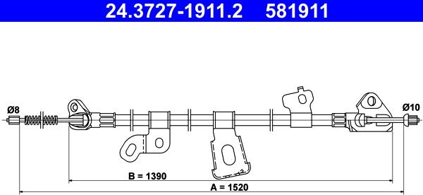 ATE 24.3727-1911.2 - Cable, parking brake www.parts5.com