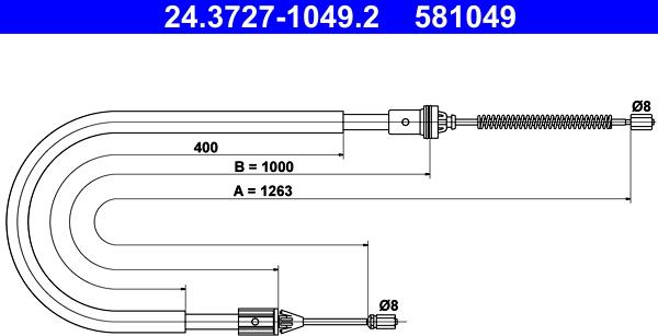 ATE 24.3727-1049.2 - Cable, parking brake parts5.com