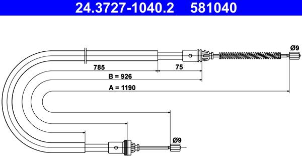 ATE 24.3727-1040.2 - Тросик, cтояночный тормоз www.parts5.com