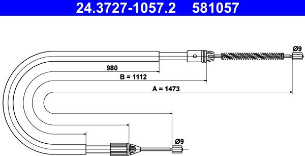 ATE 24.3727-1057.2 - Żażné lanko parkovacej brzdy www.parts5.com