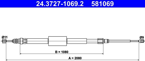 ATE 24.3727-1069.2 - Cięgło, hamulec postojowy www.parts5.com