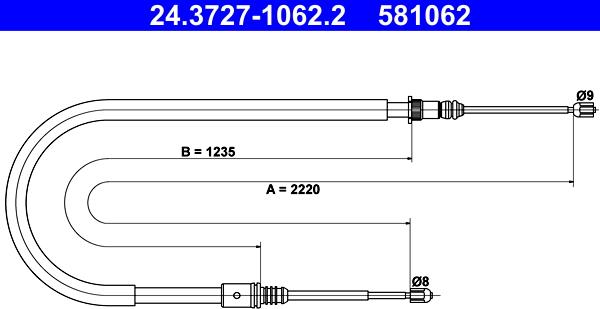 ATE 24.3727-1062.2 - Cable, parking brake www.parts5.com