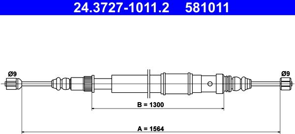 ATE 24.3727-1011.2 - Żażné lanko parkovacej brzdy www.parts5.com