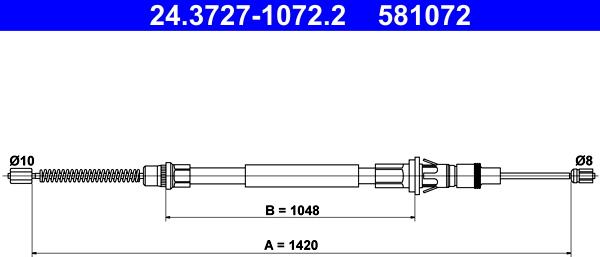 ATE 24.3727-1072.2 - Cablu, frana de parcare www.parts5.com