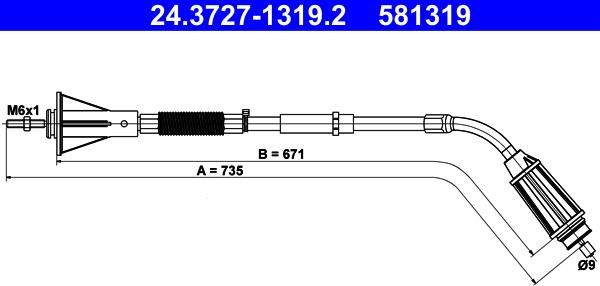 ATE 24.3727-1319.2 - Sajla, ručna kočnica www.parts5.com