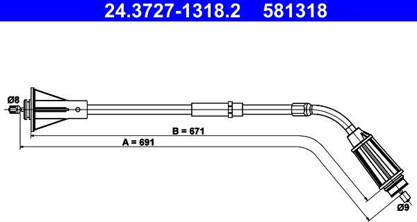 ATE 24.3727-1318.2 - Cable, parking brake www.parts5.com