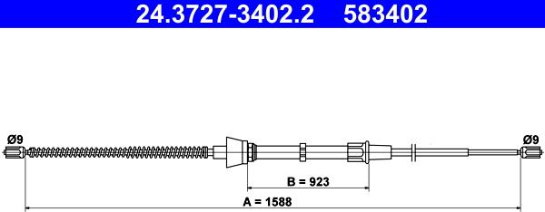 ATE 24.3727-3402.2 - Cablu, frana de parcare www.parts5.com