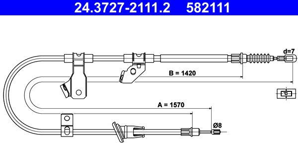 ATE 24.3727-2111.2 - Cablu, frana de parcare www.parts5.com