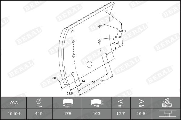 Beral KBL19494.9-1575 - Комплект тормозных башмаков, барабанные тормоза www.parts5.com