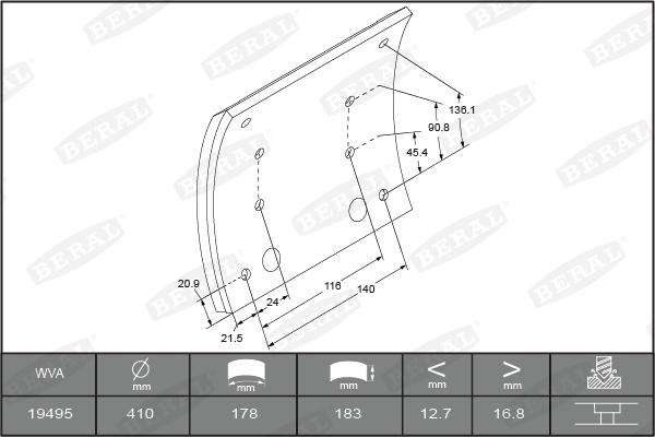 Beral KBL19495.9-1575 - Комплект тормозных башмаков, барабанные тормоза www.parts5.com