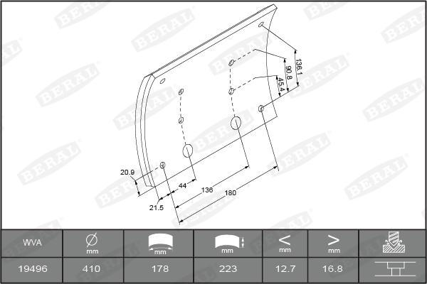 Beral KBL19496.9-1575 - Комплект тормозных башмаков, барабанные тормоза www.parts5.com