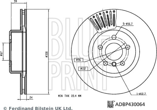 Blue Print ADBP430064 - Brake Disc www.parts5.com