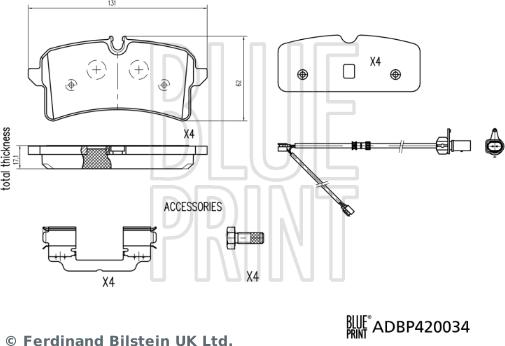 Blue Print ADBP420034 - Тормозные колодки, дисковые, комплект www.parts5.com