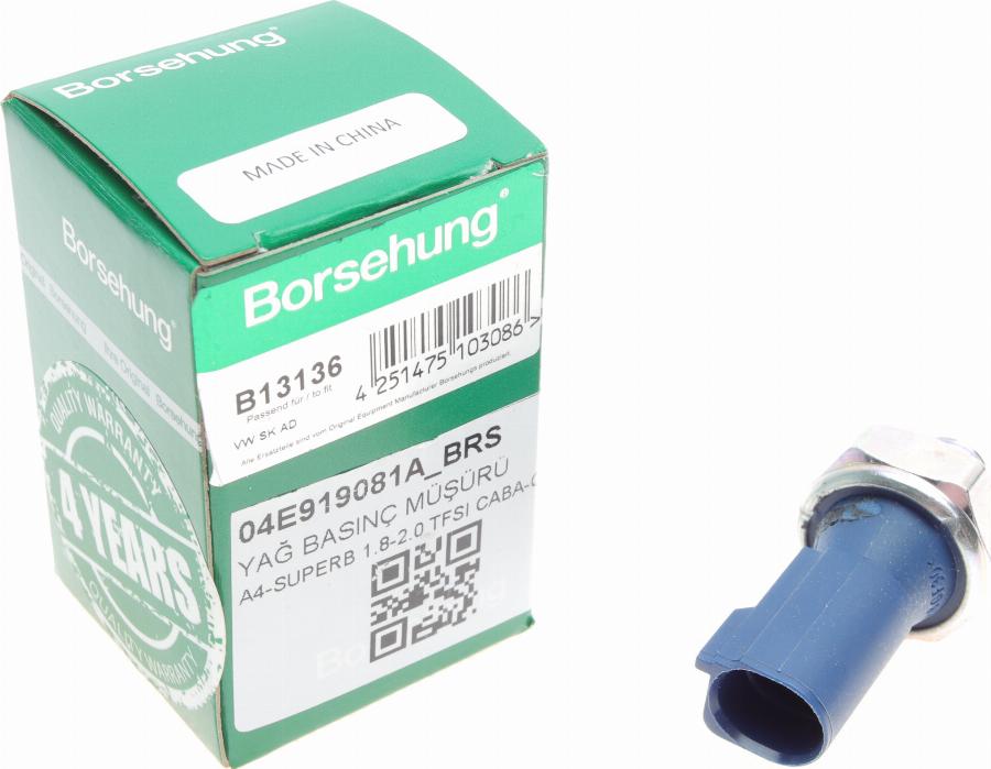 Borsehung B13136 - Датчик, налягане на маслото www.parts5.com