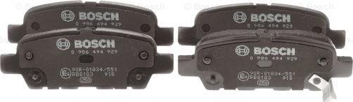 BOSCH 0 986 494 929 - Sada brzdových destiček, kotoučová brzda www.parts5.com