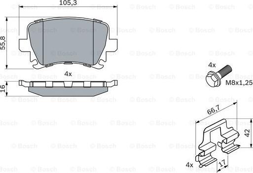 BOSCH 0 986 494 595 - Brake Pad Set, disc brake parts5.com