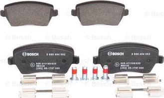 BOSCH 0 986 494 592 - Тормозные колодки, дисковые, комплект www.parts5.com