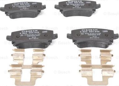 BOSCH 0 986 494 649 - Brake Pad Set, disc brake www.parts5.com