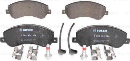 BOSCH 0 986 494 624 - Brake Pad Set, disc brake www.parts5.com