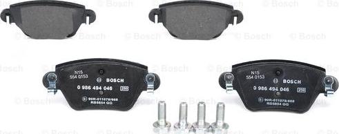 BOSCH 0 986 494 046 - Juego de pastillas de freno www.parts5.com