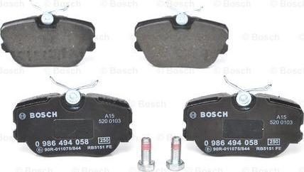 BOSCH 0 986 494 058 - Brake Pad Set, disc brake www.parts5.com