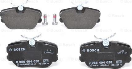 BOSCH 0 986 494 058 - Brake Pad Set, disc brake www.parts5.com