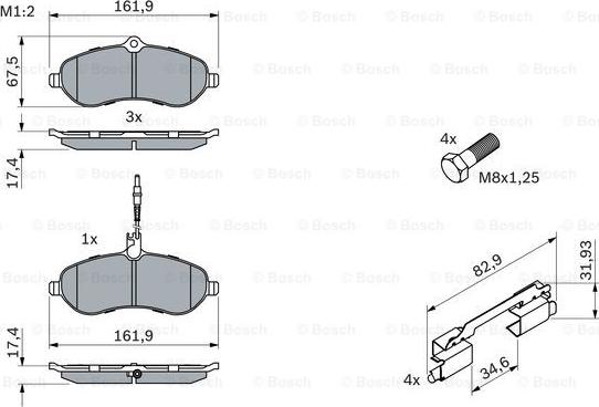 BOSCH 0 986 494 163 - Brake Pad Set, disc brake www.parts5.com