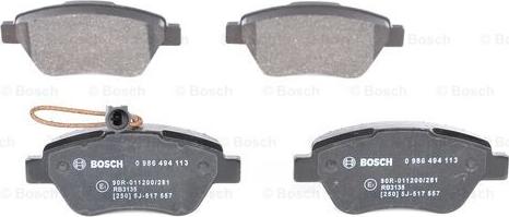 BOSCH 0 986 494 113 - Тормозные колодки, дисковые, комплект www.parts5.com