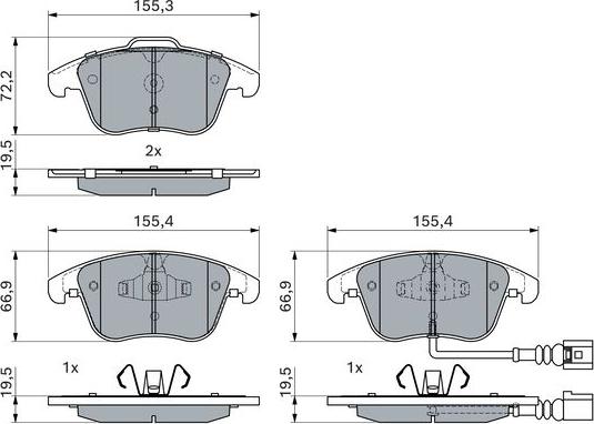 BOSCH 0 986 494 372 - Komplet kočnih obloga, disk kočnica www.parts5.com