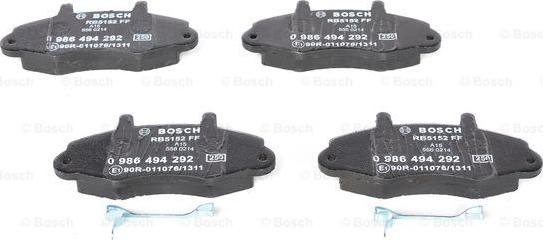 BOSCH 0 986 494 292 - Komplet pločica, disk-kočnica www.parts5.com