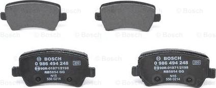 BOSCH 0 986 494 248 - Komplet zavornih oblog, ploscne (kolutne) zavore www.parts5.com